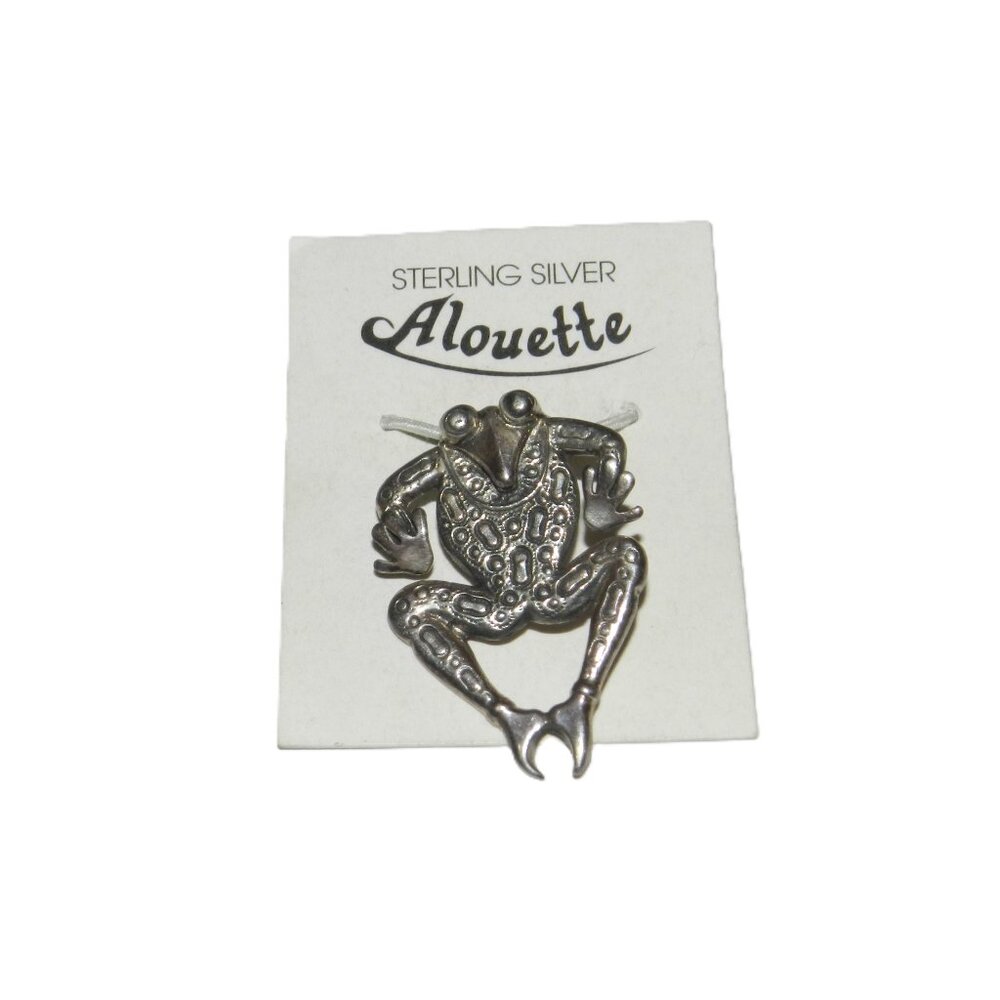 Vintage 925 Sterling Silver Pendant Frog Alouette Very Rare